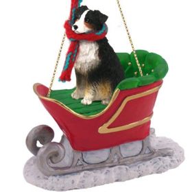 Australian Shepherd - Tri-Color - Sleigh Ride Ornament