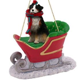 Australian Shepherd - Tri-Color - Docked - Sleigh Ride Ornament