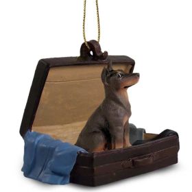 Doberman - Red - "Traveling Companion" Suitcase Ornament