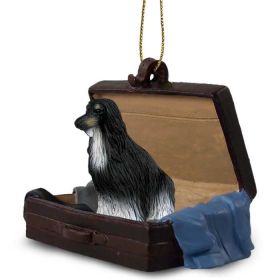 Afghan Hound - Black & White - "Traveling Companion" Suitcase Ornament
