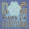 Dog Kisses Fix Everything Blue Novelty Square Sticker Decal