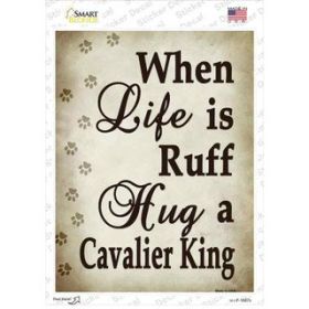 Cavalier King  Hug A   Novelty Rectangle Sticker Decal (Size: Small)