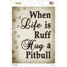 Pitbull  Hug A   Novelty Rectangle Sticker Decal (Size: Small)