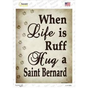 Saint Bernard  Hug A   Novelty Rectangle Sticker Decal (Size: Small)