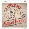 Basset - Love My   Novelty Square Sticker Decal