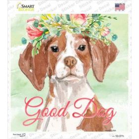 Brittany Good Dog Novelty Square Sticker Decal (Size: Small)